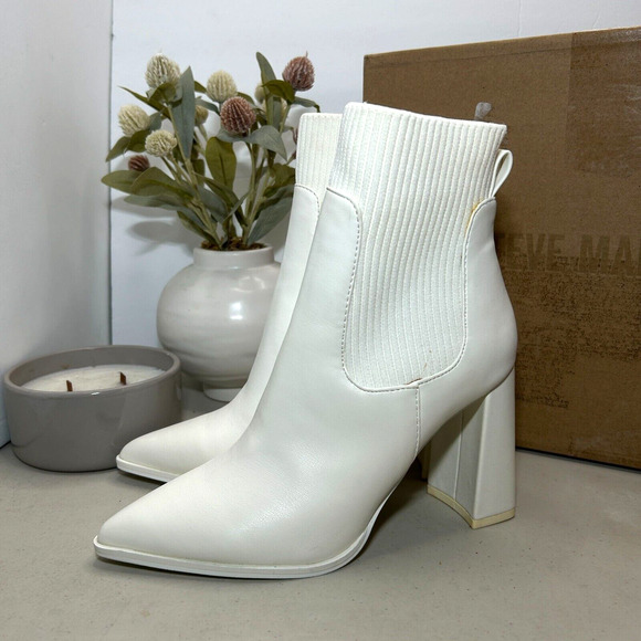 Steve Madden Scavenge Ankle Boots Pointed Toe Shoes Winter White Women 6M - Picture 3 of 11